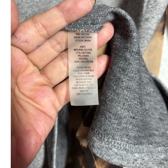 Soft Surroundings Women L Leopard Print Sheer Back 3/4 Sleeve Tunic Top Chic - Picture 5 of 8